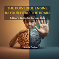 Book cover with a child holding a brain model and a hand, with text about the brain.