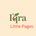 Logo of Iqra Little Pages with green text, a red ladybug in the letter q and a red text of 'Little Pages' on a beige background